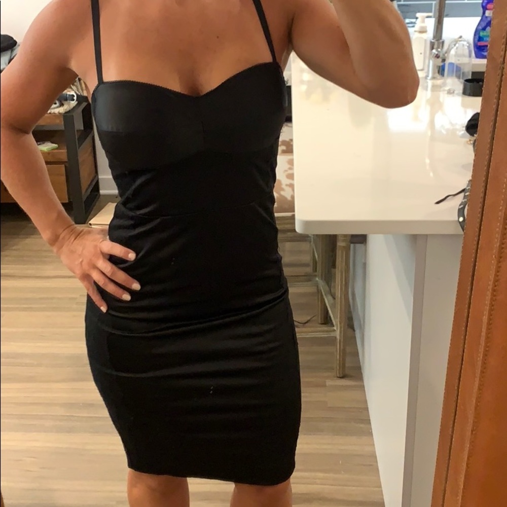 Black Satin dress with lace detail